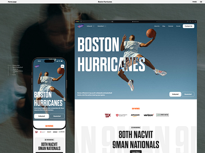 Boston Sports Club Landing Page atheletics basketball branding design hero section logo sports club sports team ui united states volleyball