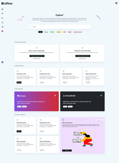 IDFlow design explore flow builder help page ui ux web