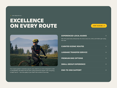 WildRide Travel Agency Landing Website advantages bike block design figma homepage photo trail travel ui ux web