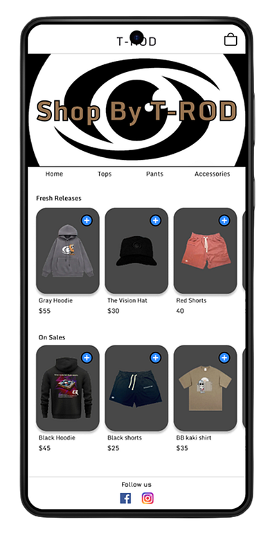 T-Rod clothing Store design figma ui ux