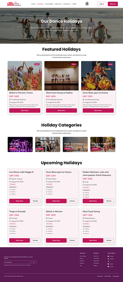 Holiday Dance Club – Fun and Colorful Website Design dance club holiday travel ui design web design