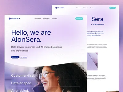 AlonSera Website Design ai minimal purple shore teal tech waves website