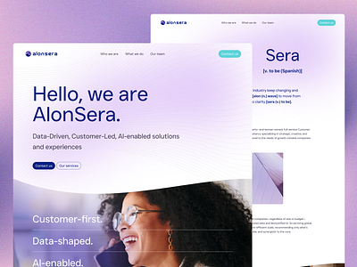 AlonSera Website Design ai minimal purple shore teal tech waves website