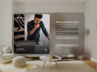 Spatial Design for Vision OS Sign Up