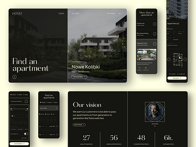 A web design for a real estate giant apartment app architecture black dark design flat house line mateuszklein minimalistic mobile modern real estate ui ux web webdesign yellow 插图