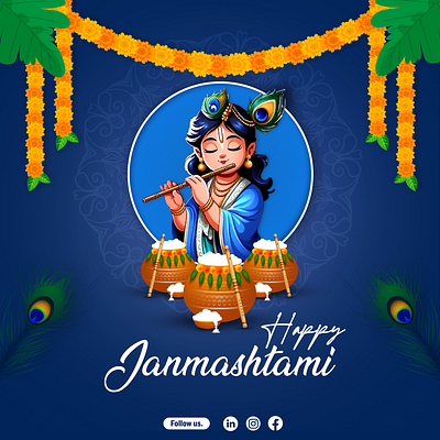 Divine Celebration of Happy Janmashtami divine blessings festival of faith festival post festivibes graphic design happy janmashtmi illustrator krishna janmashtmi lord krishna lord shiva makhan new post photoshop poster social media post