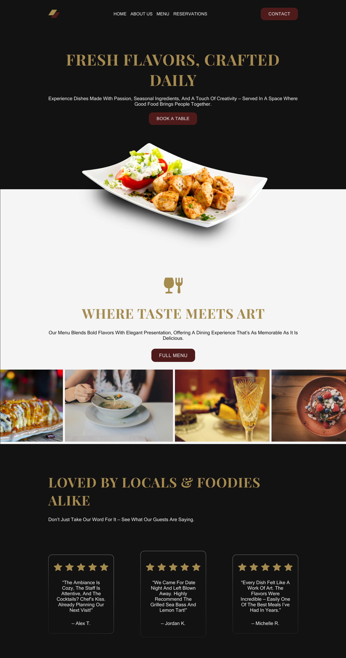 Restaurant Home Page Design design ui ux