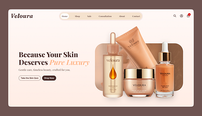A Hero section exploration for a skincare brand brown landing page design hero section landing page landing page design product design skincare skincare landing page ui uiux web web design website
