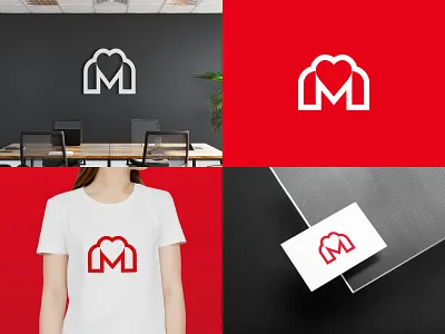 M letter with love/ heart logo and brand identity art brand design branding branding design graphic design heart icon lettering logo logo design logo mark love m logo modern logo unique design visual identity