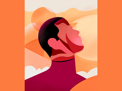 Complexion abstract clouds complexion editorial illustration man mood orange pink portrait print skin tone sunshine texture tone