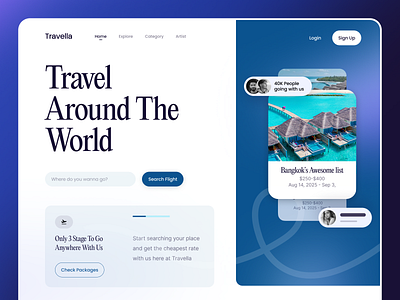 Travel website design exploration animation cleanui hero section hotel booking landing page design minimal travel design ui ui design uiux web design