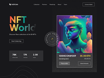 NFT Marketplace Website Design bitcoin blockchain btc color crypto design digital nft ehterium eth gradient illustration landing page marketplace metaverce nft open platform token trading website design