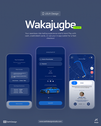 Wakajugbe Drivers App animation bolt branding cab driver graphic design motion graphics taxi uber ui