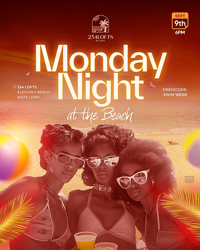 Beach Party Flyer beach event flyer girls party