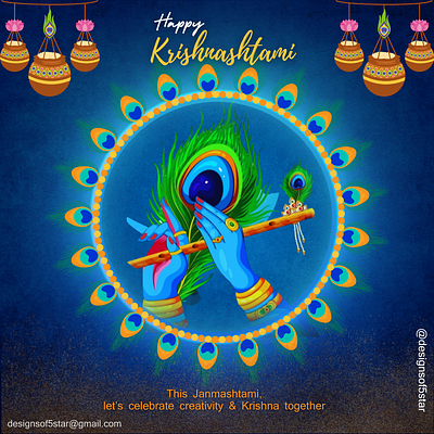 KRISHNASHTAMI SOCIAL MEDIA POSTER branding festivalposter janmashtami janmashtamiposter krishna krishnabirthdayposter krishnashtami lordkrishna socialmediaposter