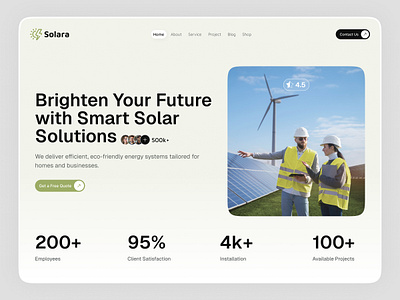 Solara – Website Hero Section hero interface new popular product service solar startup ui ux web