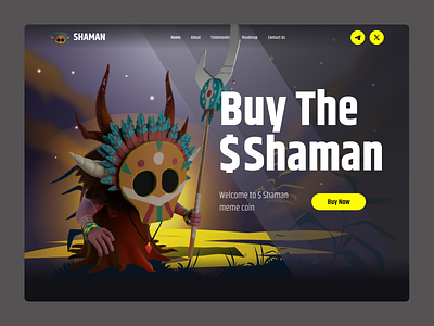 Shaman Meme Coin – Crypto Website Design crypto crypto meme funny website landing page meme meme coin meme coin landing page meme coin website meme staking meme token pepe presale ui ux webdesign website