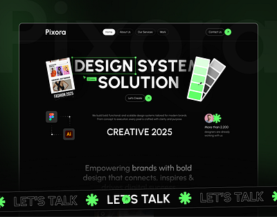 Pixora – Design Agency Landing Page advertising agency ai branding branding agency website case study page corporate agency creative agency creative direction design agency figma landing page landingpage ui portfolio website professional agency saas self promotion ui uiux ux web design website ui ux
