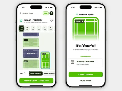 Badminton Court Reservation UI app badminton figma fun game graphic design illustration ui ux vector