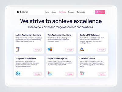 Our Services Page app design branding dark ui design agency feature section feature ui features features section landing page our services product design service service page services landing page services section ui design uiux web agency web design website design