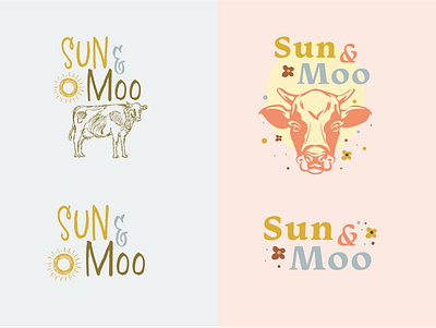 Sun & Moo Logo Designs branding graphic design illustrator logo