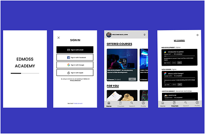 Edmoss Global: E-Learning platform branding design mobile app