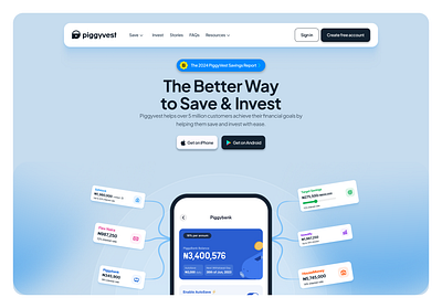 Piggyvest Hero Image Reimagining animation finance graphic design hero landing page redesign ui uiux ux