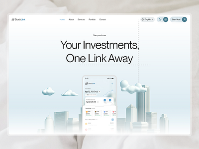 Fintech Landing Page Design - StockLink Investment Platform fintech graphic design landingpage ui ux
