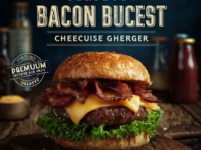 The poster of the new burger for instagram branding illustration