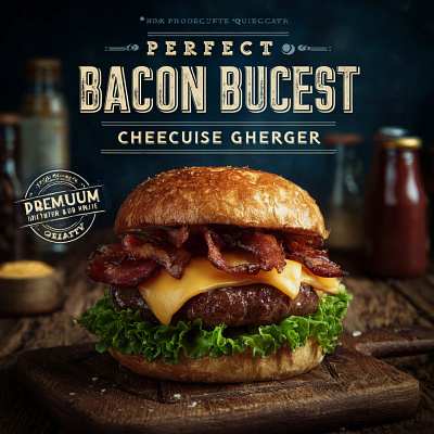 The poster of the new burger for instagram branding illustration