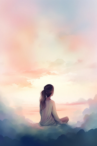Illustration of online studio of meditation illustration