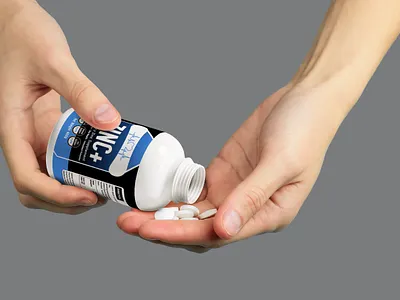 Zinc Medicine Bottle Label Packaging Design bottle branding business business identity calcium label label design marketing medical multivitamin package packaging plastic protein sticker supplement tablet treatment vitamin zinc