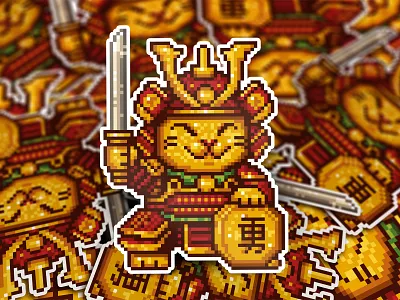 Yuki Neko 8bit brand identity branding cat cat sticker character character design graphic design illustration japan japan stickers jeffrey dirkse mascot mascot design retro samurai shogun vector visual identity