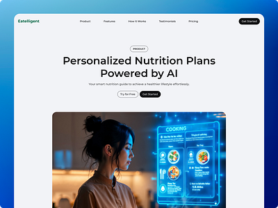 Eatelligent - Landing Page ai eat figma graphic design landing landing page nutrition plan