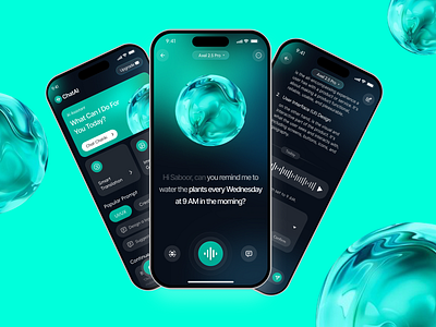 ChatAI – Modern AI Assistant Mobile App UI 3d orb ui ai app design ai chatbot app ai technology ui app concept design dark mode app design figma futuristic app design minimal mobile ui mobile app dashboard mobile app ui modern ui design smart assistant app ui uiux ux ux design voice assistant ui web design