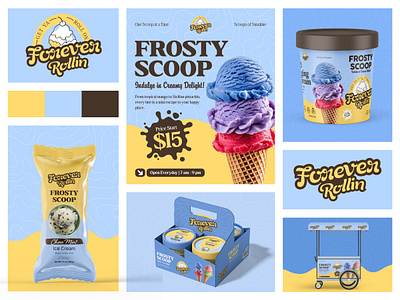 🍦 Forever Rollin – Ice Cream Brand Identity & Packaging Design creative logo design food packaging graphic design illustration logo logo design typoghraphy design