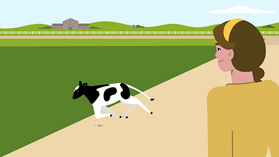 SCCL - Farmer Dive animation calf character clumsy cow dairy dairy farm dive environment facepalm fall farm farmer miss motion graphics silly
