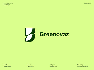 Green Energy Logo Of Greenovaz , Power Logo , Eco Logo brand identity eco branding eco logo ecology electricity energy green green branding green energy green energy logo green technology leaf power power logo renewable solar
