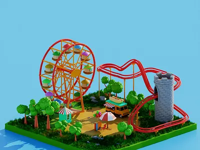 Adventure park Diorama 3d design graphic design