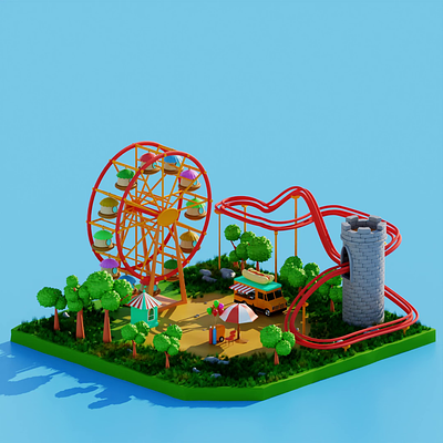 Adventure park Diorama 3d design graphic design