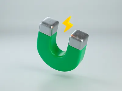 Physics Illustration 3d 3d art 3dart cinema4d colorful green icon illustration lighting magnet metal minimal octane physics render science studio ui