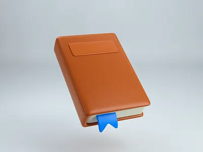 Book Illustration 3d 3d art book bookmark brown cinema4d colorful cute education graphic design icon illustration leather minimal notebook octane pages studio texture ui