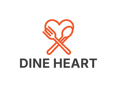 DINE HEART clean logo food logo food love fork spoon heart icon kitchen logo logo minimal logo restaurant logo