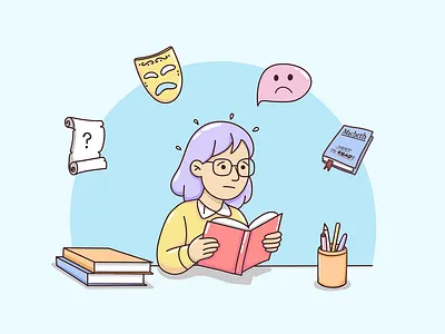 Hero Image - Reading Sad art arts branding design digital art education illustration educational art english book illustration learning literature logo maths art maths exam reading sad school student teacher ui