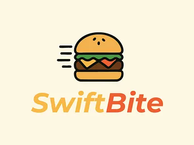 SwiftBITE bold contour burger logo delivery logo fast food logo flat design minimal logo modern logo snack logo speed lines vector logo