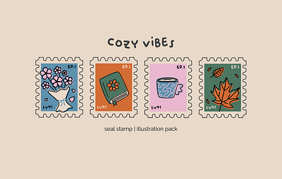 Postcard | Cozy Vibes illustration pack bullet journal cozy vibes cute illustration cute stickers digital illustration doodle illustration illustration seal stamp seasons illustration
