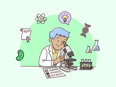 Hero - Science Happy bacteria design digital art education illustration educational art happy student illustration learn learning learning science maths art maths exam microscope physics reading scholar school science students teaching