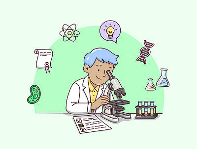 Hero - Science Happy bacteria design digital art education illustration educational art happy student illustration learn learning learning science maths art maths exam microscope physics reading scholar school science students teaching
