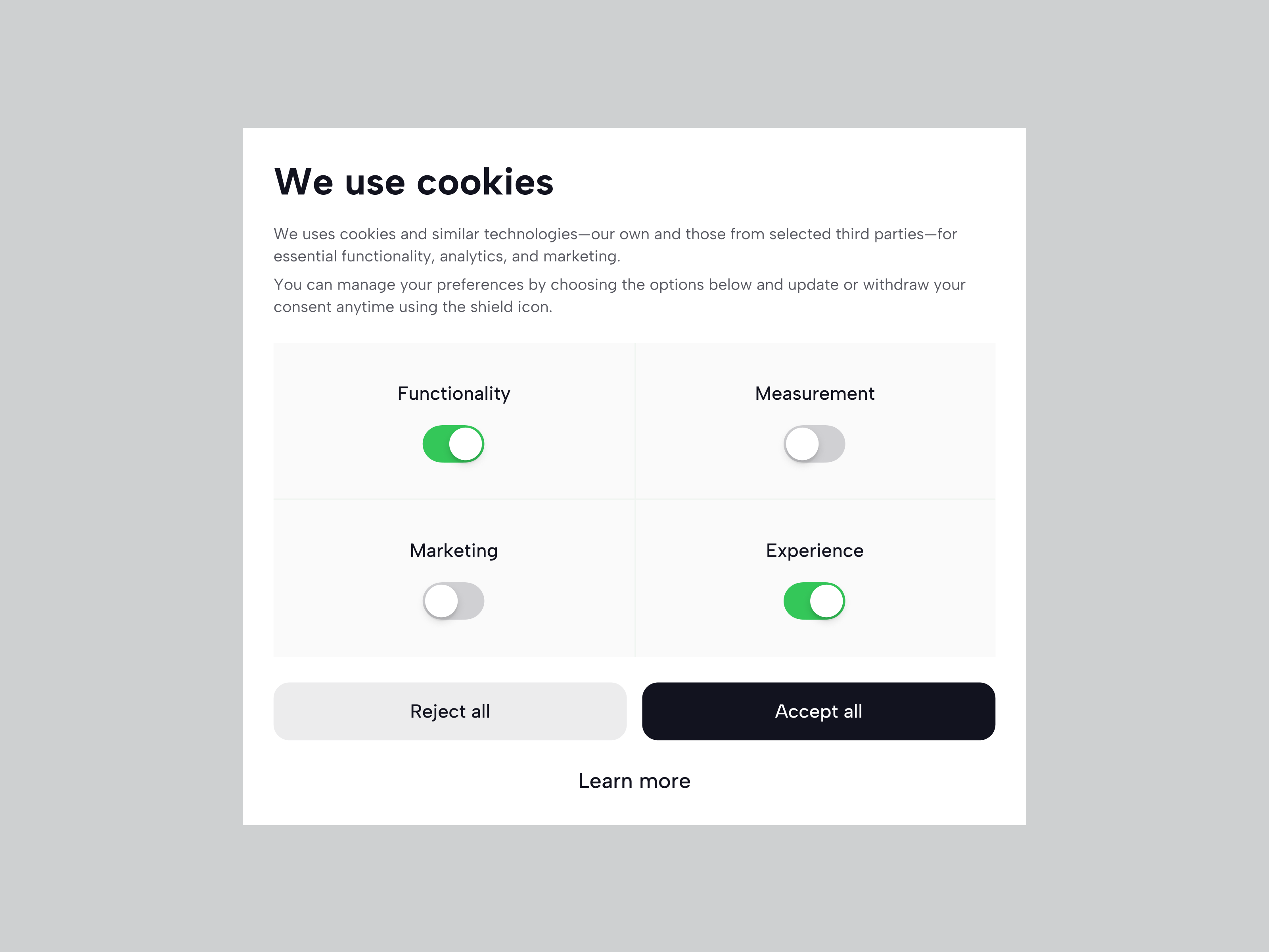 Cookie Settings UI accept all cookies components cookie banner cookie consent cookie settings cookies gaming website product design toggle switch ui ui elements ux webdesign