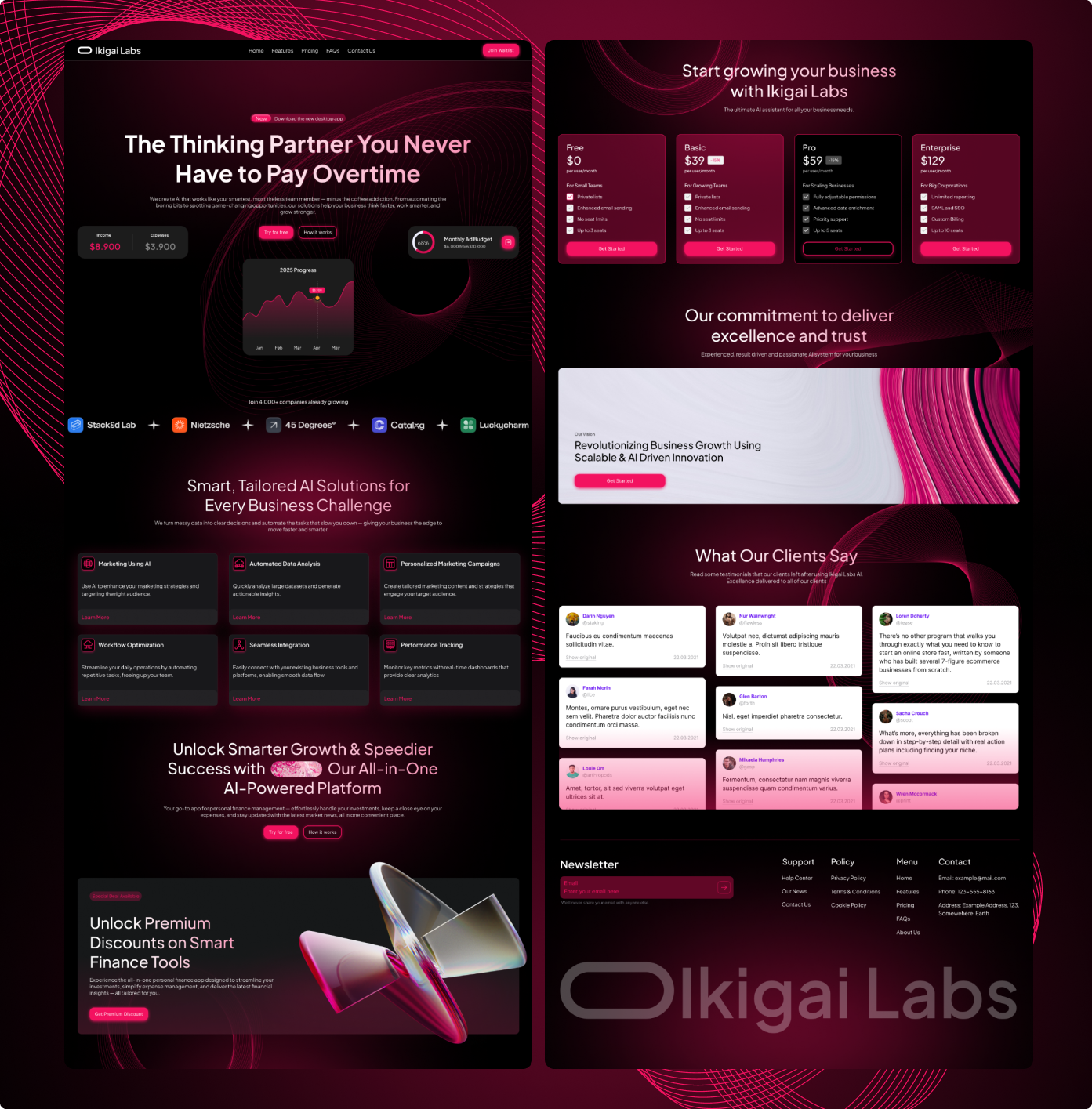 Ikigai Labs - Saas Landing Page Design dark hero design dark saas design figma saas dark ui figma template hero section saas saas figma design saas figma template saas hero design saas landing page saas template